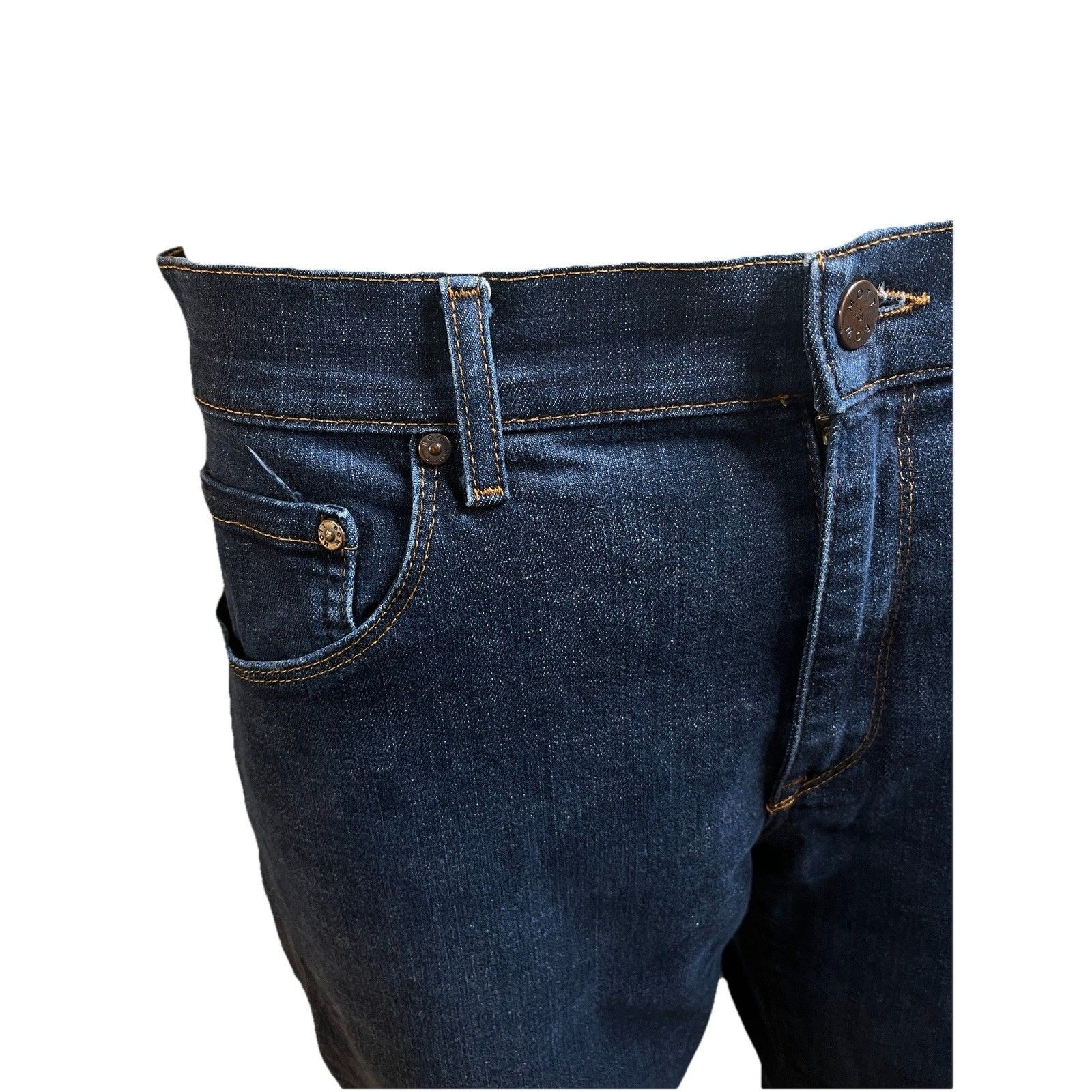 Mott & Bow Straight Leg Jeans Men 36x26 (Hemmed) Dark Wash Stretch Denim Cotton — image 7 of 8